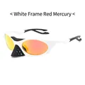 Polarized sports sunglasses with white frame and orange red mirrored lenses for cycling - White Frame Red Mirrored Lens