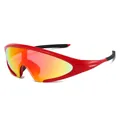 Lunettes de soleil sportives avec monture rouge vif et verres miroirs rouges - Monture Rouge Miroir Rouge