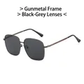 Fashionable gunmetal frame sunglasses with grey lenses and striped temple detail - Gunmetal Frame Black Grey Lens