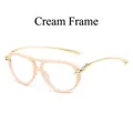 Fashionable cream white frame aviator sunglasses with gold metal temples for women - Beige Frame