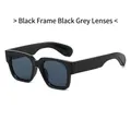 Modieuze vierkante zonnebril met dik zwart frame en donkergrijze glazen voor dames - Zwart Frame Zwart Grijze Glazen