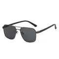 Gunmetal frame aviator sunglasses with dark grey lenses and green-red temple detail - Gunmetal Frame Black Grey Lens