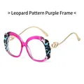 Occhiali anti luce blu con montatura leopardata viola e aste dorate a cuore - Montatura Viola Leopardata