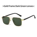 Classic aviator sunglasses with gold metal frame and dark green lenses for men - Gold Frame Dark Green Lenses