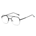Montatura aviator nera classica a doppio ponte con lenti trasparenti anti luce blu - Montatura Nera