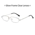 Silver metal square sunglasses with clear lenses and textured temple details - Silver Frame Clear Lenses
