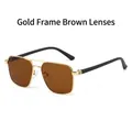 Classic pilot sunglasses with gold metal frame and brown lenses for men - Gold Frame Tea Lens