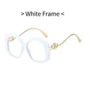 Chic white wavy frame glasses with golden heart metal temples for women and men - White Frame