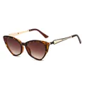 Occhiali da sole cat-eye con montatura tartarugata e lenti marroni sfumate dal design classico - Montatura Leopardata Lenti Sfumate Tè
