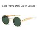 Vintage gold metal oval sunglasses featuring dark green lenses for a retro chic look - Gold Frame Dark Green Lenses