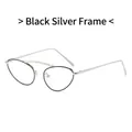 Cat eye metal glasses frames in black and silver combination with anti-blue light lenses - Black and Silver