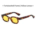 Retro small square sunglasses with tortoiseshell frame and yellow lenses for women and men - Tortoise Frame Yellow Lens