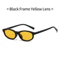 Lunettes de soleil ovales rétro avec monture noire et verres jaunes transparents - Monture Noire Verres Jaunes