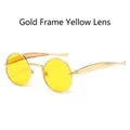Lunettes de soleil ovales rétro avec monture dorée polie et verres jaunes éclatants - Monture Dorée Verres Jaunes