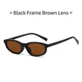 Lunettes de soleil ovales rétro avec monture noire brillante et verres marron - Monture Noire Verres Thé