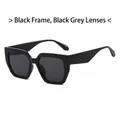 Lunettes de soleil oversize modernes avec monture noire polie et verres gris foncé chic - Monture Noire Verres Noir Gris