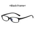 Elegant oval black frame glasses with ultra-light blue light blocking lenses for women - Black Frame