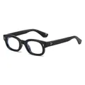 Retro black square frame glasses with golden studs and clear blue light blocking lenses - Black Frame Clear Lenses