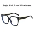 Fashionable square frame sunglasses in bright black finish with golden metal accents - Glossy Black Frame / Clear Lenses