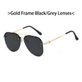 Classic aviator sunglasses featuring a sleek gold metal frame and dark grey tinted lenses - Gold Frame Black Grey