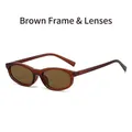 Lunettes de soleil ovales rétro avec monture et verres marron pour un style vintage chic - Monture Thé Verres Thé