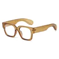 Chunky square sunglasses with transparent tea frame and clear lenses for a retro look - Tea Frame Clear Lens
