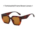 Lunettes de soleil carrées oversize écaille de tortue avec verres bruns élégants - Monture Écaille de Tortue Verres Thé