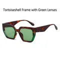 Lunettes de soleil carrées oversize avec monture écaille et verres vert foncé - Monture Écaille Verte Verres Verts
