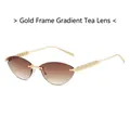 Occhiali da sole cat-eye senza montatura con aste dorate e lenti color tè sfumate - Montatura Oro Lente Tè Sfumata