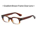 Retro square tea gradient glasses frames with golden rivets and clear lenses - Gradient Tea Frame Clear Lens