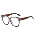 Square purple floral frames sunglasses with golden temples and clear lenses - Purple Floral Frame White Lens