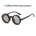 Occhiali da sole rotondi steampunk con montatura caffè e lenti grigie stile retrò - Montatura Caffè Lenti Grigie