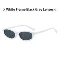 Retro sunglasses featuring thick white oval frames and dark grey protective lenses - White Frame Dark Grey Lens