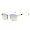 Rimless sunglasses with gold metal frame and blue to yellow gradient lenses - Gold Frame Blue Yellow Gradient Lens