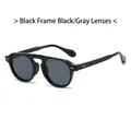 Lunettes de soleil rétro noires avec verres gris foncé et détails à rivets - Monture Noire Verres Noir Gris