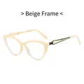 Chic cat-eye eyewear with a beige polished frame and elegant metallic temple detail - Beige Frame