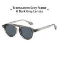 Lunettes de soleil rondes rétro avec monture gris transparent et verres noirs tendance - Monture Gris Transparent Verre Gris
