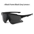 Gafas de ciclismo sin montura con montura negra mate, lentes grises y montura interna de miopía - Montura Negra Lentes Gris Negro