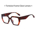 Chic tortoiseshell square frame glasses with transparent lenses and wide temples - Demi Frame Clear Lens