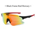 Gafas de sol deportivas para ciclismo con montura negra y roja y lentes rojas - Montura Negra Lentes Espejadas Rojas