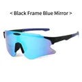 Gafas de sol deportivas con montura negra, lentes de espejo azul y soporte para lentes miopía - Montura Negra Lentes Espejadas Azules
