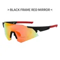 Aviator wielrenzonnebril met zwart montuur en rode gespiegelde glazen voor sport - Zwart Frame Rode Spiegelglazen