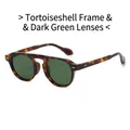 Retro-Sonnenbrille mit runder Fassung in Schildpatt-Optik und dunkelgrünen Gläsern - Schildpatt Rahmen Dunkelgrüne Linse