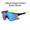 Gafas de sol de ciclismo con montura negra y verde y lentes de espejo azul-violeta - Marco Negro Verde Espejo Verde