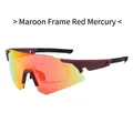 Sporty aviator sunglasses with burgundy frame, red mirrored lens, and prescription insert - Burgundy Frame Red Mirrored