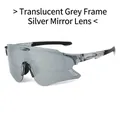 Sportliche Radsport-Sonnenbrille mit transparentem grauem Rahmen und Silbergläsern - Transparent Grauer Rahmen Silber Spiegelgläser