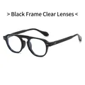 Kleine Retro-Sonnenbrille mit schwarzem Rahmen und klaren weißen Gläsern für Damen und Herren - Schwarzer Rahmen Klare Gläser