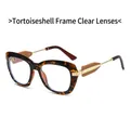Fashionable oversized butterfly sunglasses in tortoiseshell frame with clear blue light lenses - Demi Frame Clear Lens
