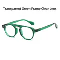 Kleine Retro-Sonnenbrille mit waldgrünem Rahmen und klaren Gläsern für Damen und Herren - Transparenter Grüner Rahmen Klare Gläser