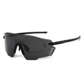Sport-Radbrille mit schwarzem Rahmen und dunkelgrauen Gläsern für Outdoor-Laufen - Schwarzer Rahmen Schwarz Graue Gläser